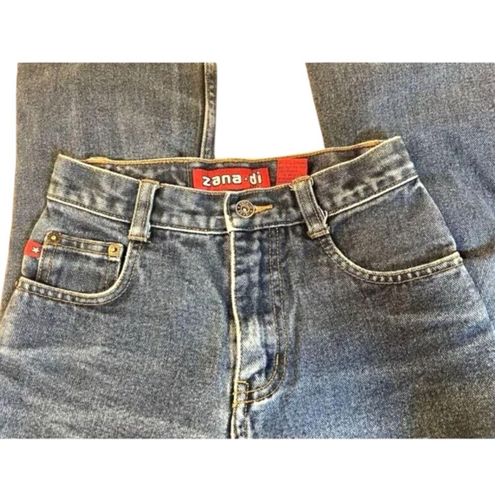 Vintage Y2K Girls Flare Jeans Size 10 Slim Blue Denim High Rise Retro Bootcut - Picture 9 of 15